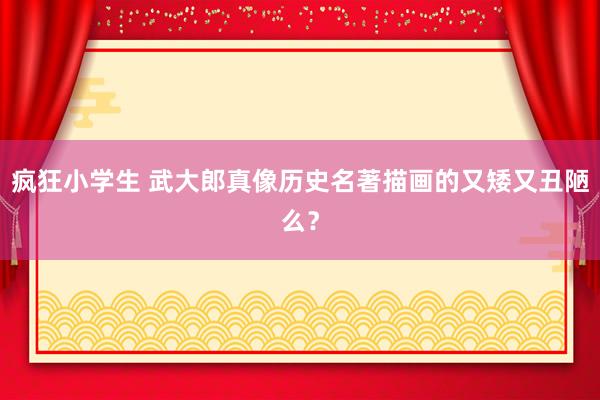 疯狂小学生 武大郎真像历史名著描画的又矮又丑陋么？